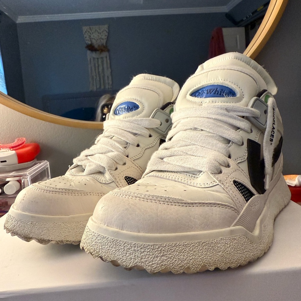 Off-White White and Black High-Top Sneakers